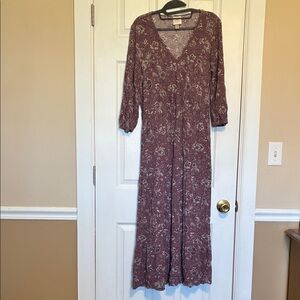 Knox Rose Mauve Floral V-Neck Maxi Dress
